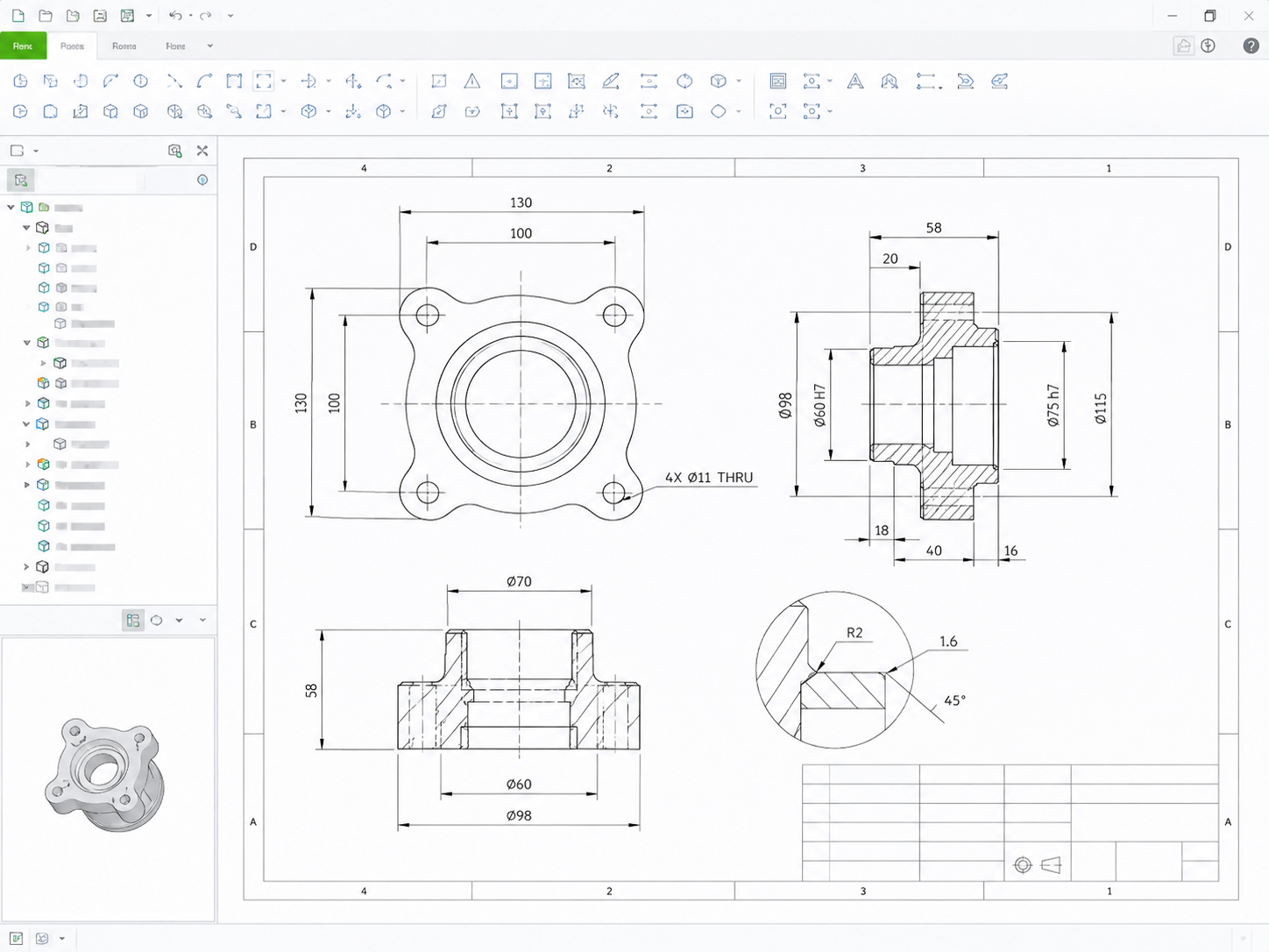 Creo Drawing and Detailing Training แสดงแบบ 2D Technical Drawing พร้อมขนาดและรายละเอียดทางวิศวกรรม